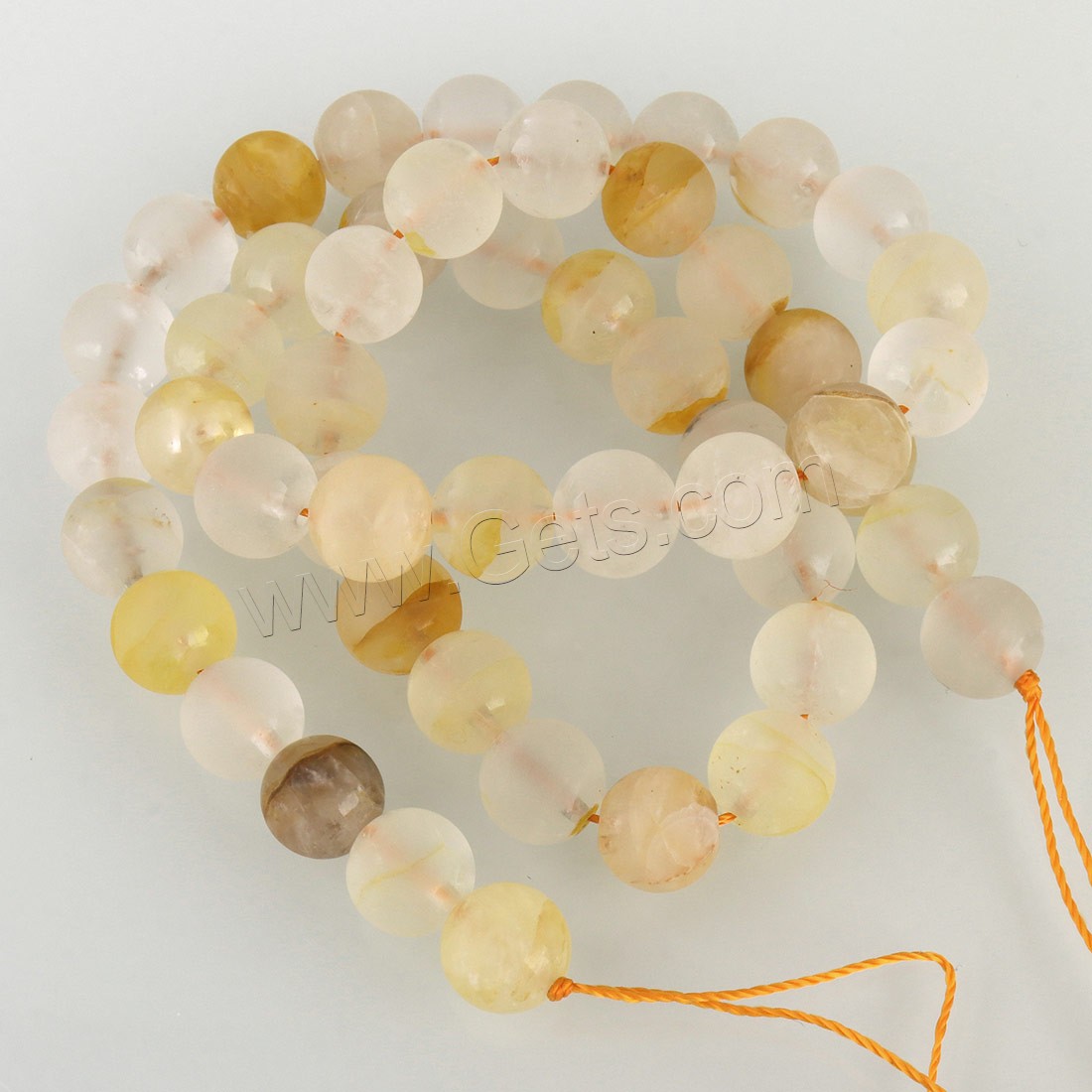 Cristal en jaune naturelles, perles de citrine, Rond, normes différentes pour le choix & givré, Trou:Environ 1mm, Longueur:Environ 16 pouce, Vendu par brin