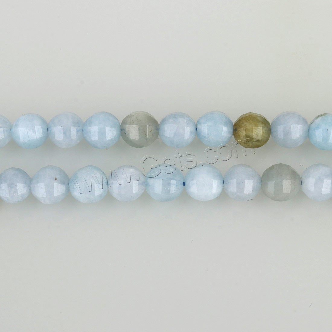 Perles aigue-marine, Rond, normes différentes pour le choix & facettes, Trou:Environ 1mm, Longueur:Environ 15 pouce, Vendu par brin