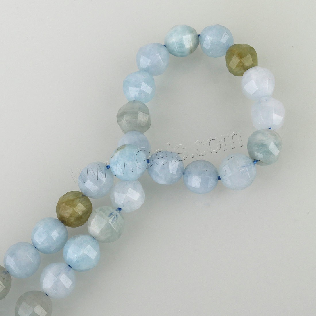 Aquamarin Perlen, rund, verschiedene Größen vorhanden & facettierte, Bohrung:ca. 1mm, Länge:ca. 15 ZollInch, verkauft von Strang