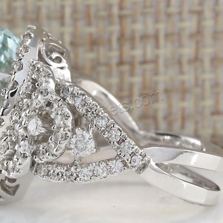 Kristall Messing Finger Ring, mit Kristall, Tropfen, platiniert, verschiedene Größen vorhanden & Micro pave Strass & für Frau, keine, verkauft von PC