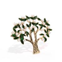Zinc Alloy Brooch, with Shell Pearl, Tree, KC gold color plated, for woman & enamel 