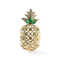 Brass Brooch, Pineapple, plated, micro pave cubic zirconia & for woman & hollow 