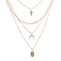 亜鉛合金 ネックレス, ゴールドメッキ, 楕円形の鎖 & 女性用 & 4連, 長さ:約 21 インチ, 売り手 ストランド