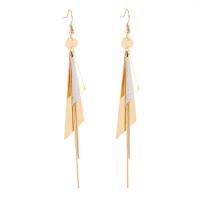 Zinc Alloy Tassel Earring, with Plastic Sequin, Geometrical Pattern, gold color plated, for woman, 120mm 