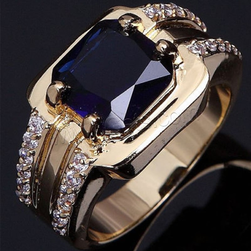 Anneau de diamant d'alliage de zinc sans nickel, Placage de couleur d'or, normes différentes pour le choix & pour femme & avec strass, sans plomb et cadmium, Vendu par PC
