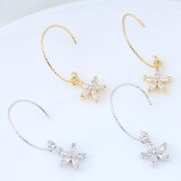 Cubic Zircon Brass Earring, Flower, plated, for woman & with cubic zirconia nickel, lead & cadmium free 