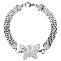 Stainless Steel Chain Bracelets, Butterfly, Unisex & mesh chain, original color 8mm Approx 9 Inch 