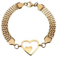 Stainless Steel Chain Bracelets, Heart, gold color plated, Unisex & mesh chain 8mm Approx 8 Inch 