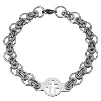 Stainless Steel Chain Bracelets, with cross pattern & Unisex, original color  Approx 9 Inch 