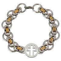 Stainless Steel Chain Bracelets, plated, with cross pattern & Unisex  Approx 9 Inch 
