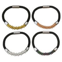 Stainless Steel Bracelet, with PU Leather, plated, Unisex 6mm Approx 8 Inch 