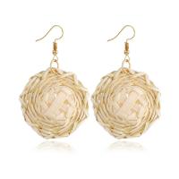 Rattan Drop Earring, with Zinc Alloy, gold color plated, for woman 