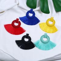 Fashion Tassel Earring, Zinc Alloy, with Cotton Cord, gold color plated, Bohemian style & for woman & enamel 