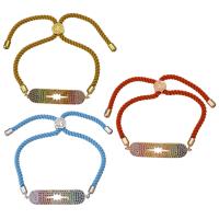 Нейлоновый шнурок браслет, с Латунь, Другое покрытие, Мужская & регулируемый & инкрустированное микро кубического циркония, Много цветов для выбора 3mm, длина:Приблизительно 6-8 дюймовый, продается Strand