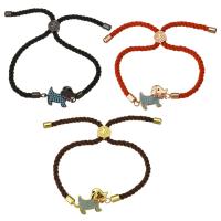 Nylon Cord Bracelet, with Brass, Dog, plated, Unisex & adjustable & micro pave cubic zirconia 3mm Approx 6-8 Inch 
