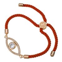 Nylon Cord Bracelet, with Brass, Horse Eye, rose gold color plated, Unisex & adjustable & with cubic zirconia 3mm Approx 6-8 Inch 