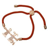 Nylon Cord Bracelet, with Brass, Couple, rose gold color plated, Unisex & adjustable & micro pave cubic zirconia 3mm Approx 6-8 Inch 