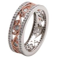 Латунное кольцо с стразами, Латунь, Другое покрытие, Стиль барокко & разный размер для выбора & Женский & со стразами & двухцветный, 7mm, продается PC