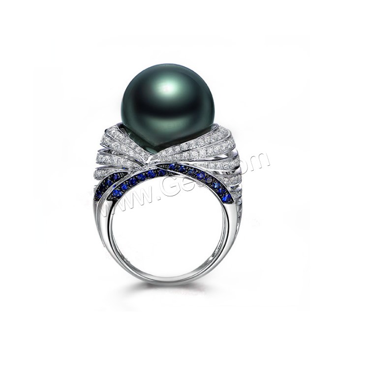 Brass Finger Ring, with Glass Pearl, platinum plated, different size for choice & for woman & with rhinestone, Sold By PC