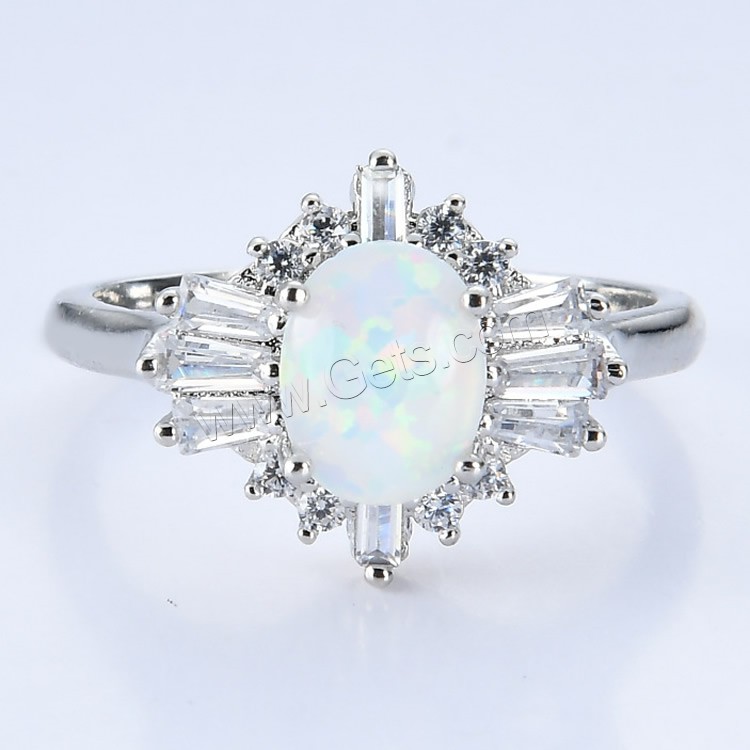 Brass Finger Ring, with Opal, platinum plated, different size for choice & for woman & with rhinestone, more colors for choice, Sold By PC