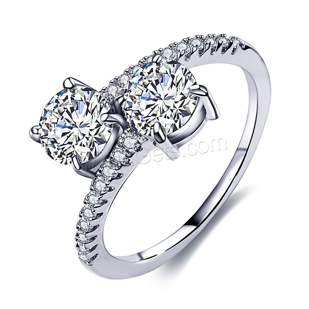 Cubic Zircon Brass Finger Ring, platinum plated, different size for choice & for woman & with cubic zirconia, 9mm, Sold By PC