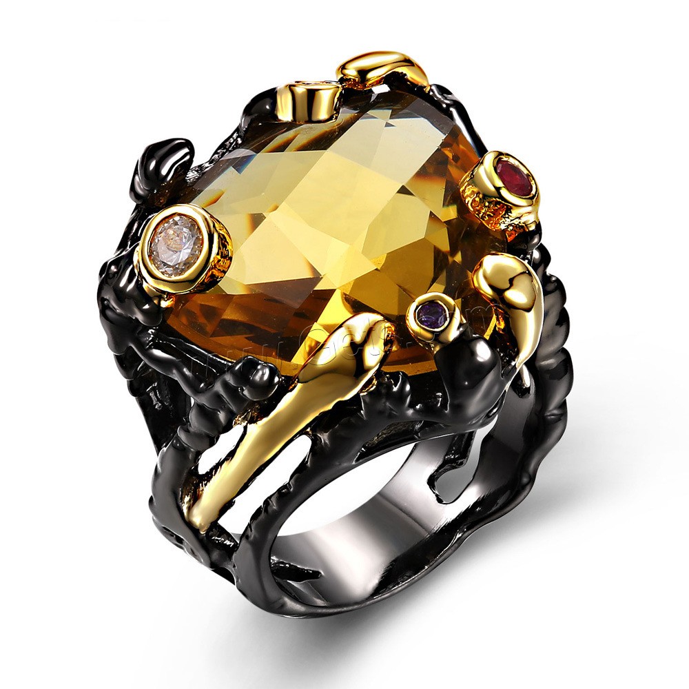 Хрустальное латунное палец кольцо, Латунь, с Кристаллы, Другое покрытие, разный размер для выбора & инкрустированное микро кубического циркония & Женский & граненый & со стразами, 22mm, продается PC
