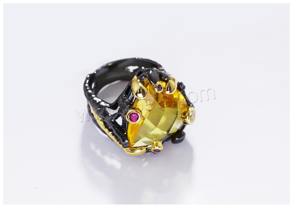 Kristall Messing Finger Ring, mit Kristall, plattiert, verschiedene Größen vorhanden & Micro pave Zirkonia & für Frau & facettierte & mit Strass, 22mm, verkauft von PC