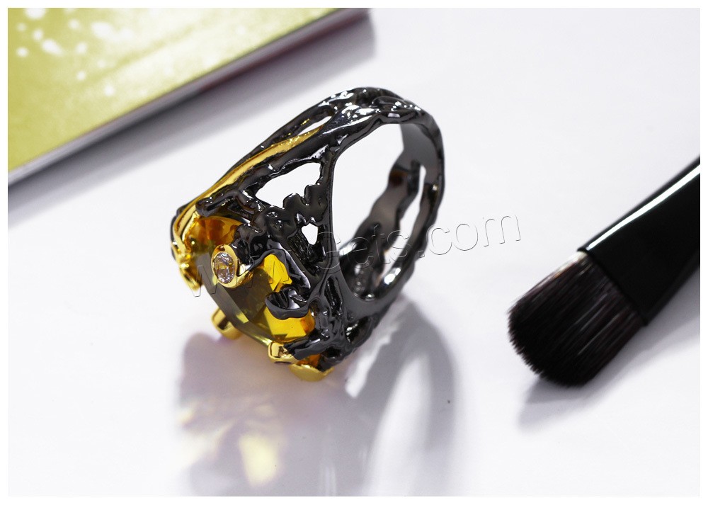 Kristall Messing Finger Ring, mit Kristall, plattiert, verschiedene Größen vorhanden & Micro pave Zirkonia & für Frau & facettierte & mit Strass, 22mm, verkauft von PC