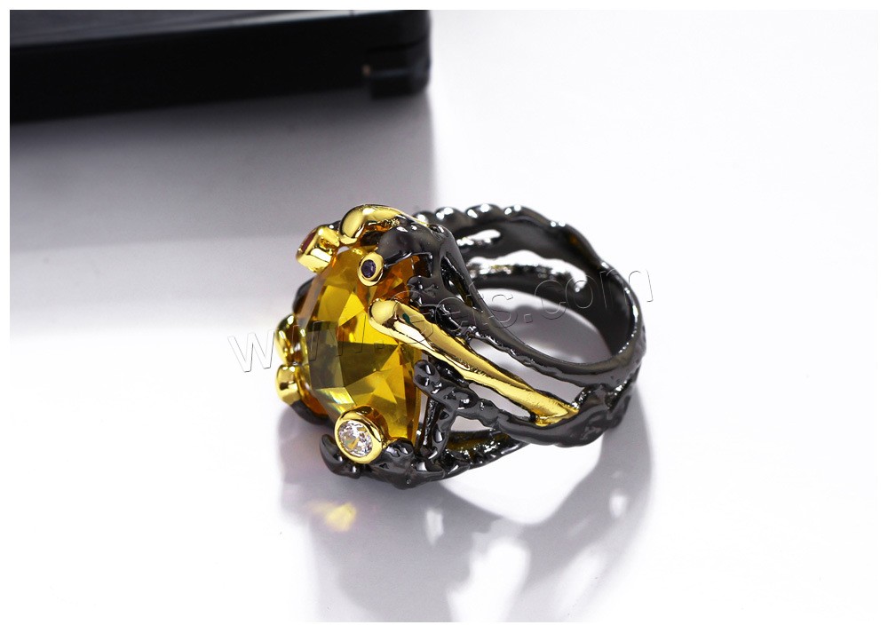 cristal anillo de dedo de latón, metal, con Cristal, chapado, diverso tamaño para la opción & micro arcilla de zirconia cúbica & para mujer & facetas & con diamantes de imitación, 22mm, Vendido por UD