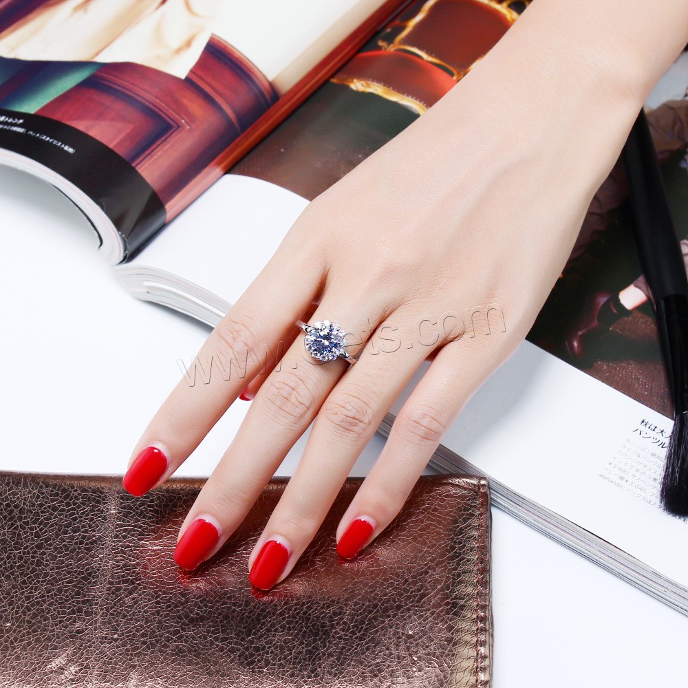 Zirkonia Messing Finger Ring, mit kubischer Zirkonia, platiniert, verschiedene Größen vorhanden & für Frau & mit kubischem Zirkonia, 10mm, verkauft von PC