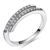 Cubic Zirconia Micro Pave Brass Finger Ring, platinum plated & micro pave cubic zirconia & for woman, 4mm 