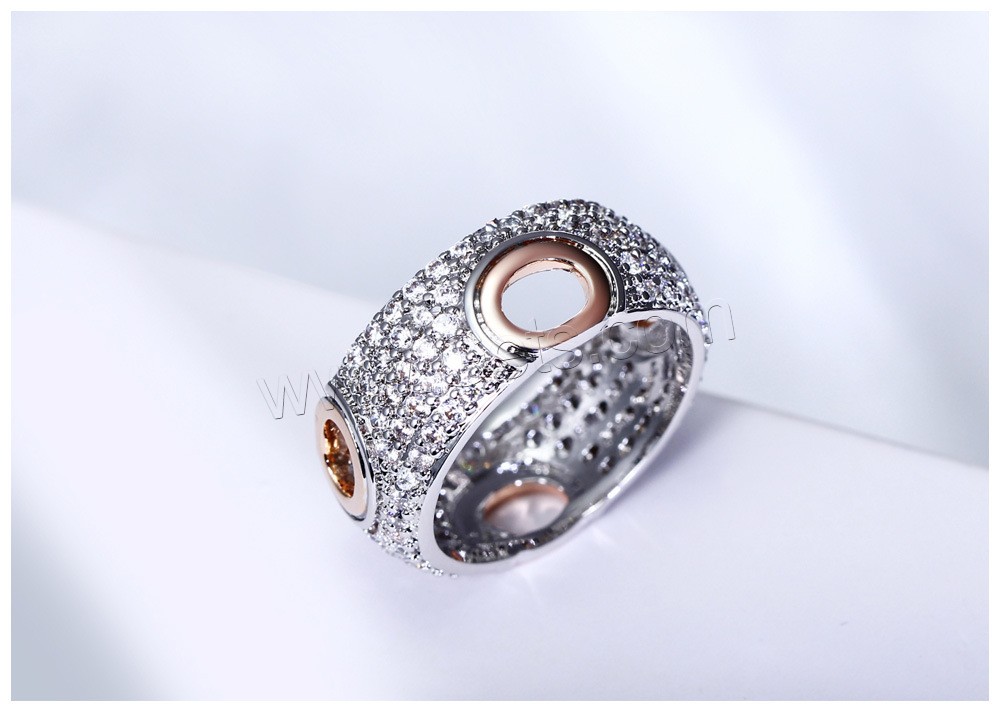 Befestigter Zirkonia Messingring Fingerring, Messing, plattiert, verschiedene Größen vorhanden & Micro pave Zirkonia & für Frau, 9mm, verkauft von PC