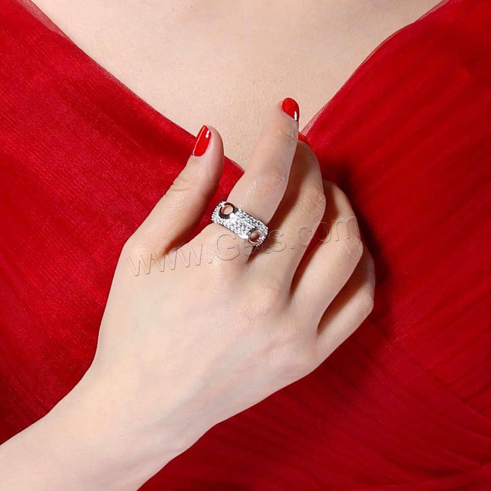 Цирконий Micro Pave Латунь палец кольцо, Другое покрытие, разный размер для выбора & инкрустированное микро кубического циркония & Женский, 9mm, продается PC