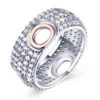 Zircon pavent l'anneau en laiton de doigt, Placage, normes différentes pour le choix & pavé de micro zircon & pour femme, 9mm, Vendu par PC