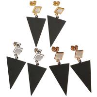 Stainless Steel Drop Earring, with White Shell & Resin, Triangle, plated, for woman 39mm 
