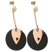 Stainless Steel Drop Earring, with Resin, Heart, gold color plated, oval chain & for woman, 55mm 