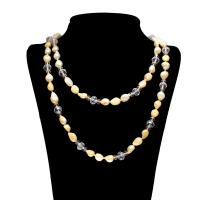 Freshwater Pearl Sweater Necklace, with Crystal, for woman & faceted - Approx 57 Inch 