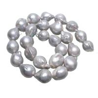 Perlas Cultivadas Nucleadas de Agua Dulce, para mujer, plateado, 15x18x11mm-12x13x11mm, agujero:aproximado 0.8mm, longitud:aproximado 15.5 Inch, Vendido por Sarta