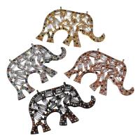 Cubic Zirconia Brass Pendants, Elephant, plated, with cubic zirconia & double-hole Approx 1mm 