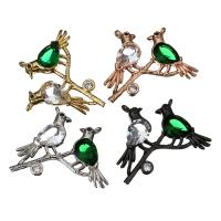 Cubic Zirconia Brass Pendants, Bird, plated, with cubic zirconia & double-hole Approx 1mm 