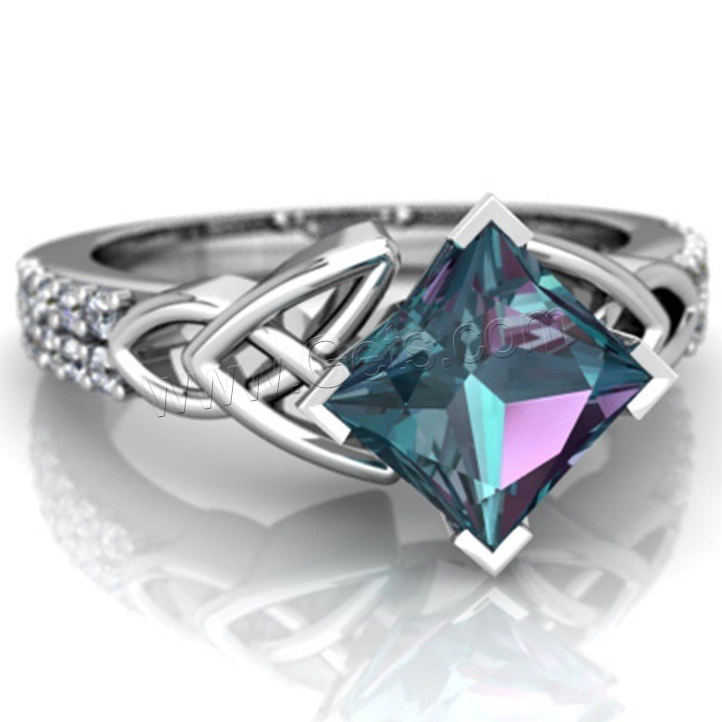 cristal anillo de dedo de latón, metal, con Cristal, chapado en platina real, diverso tamaño para la opción & para mujer & con diamantes de imitación, Vendido por UD