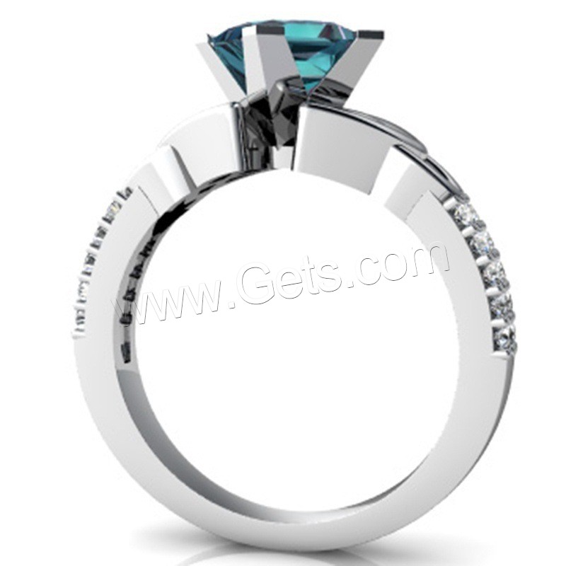 cristal anillo de dedo de latón, metal, con Cristal, chapado en platina real, diverso tamaño para la opción & para mujer & con diamantes de imitación, Vendido por UD