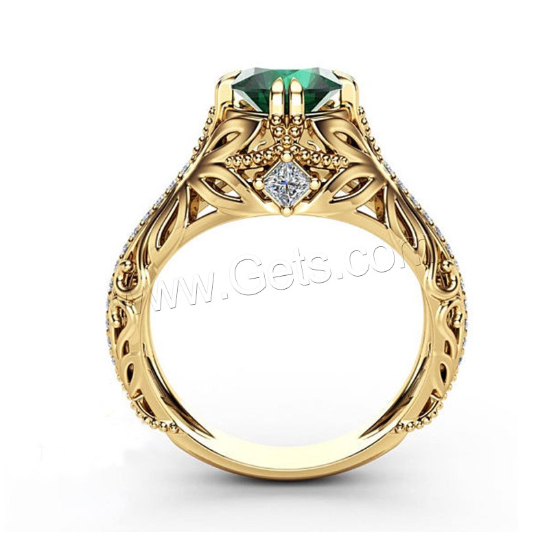Zirkonia Messing Finger Ring, vergoldet, verschiedene Größen vorhanden & für Frau & mit kubischem Zirkonia, 7mm, verkauft von PC