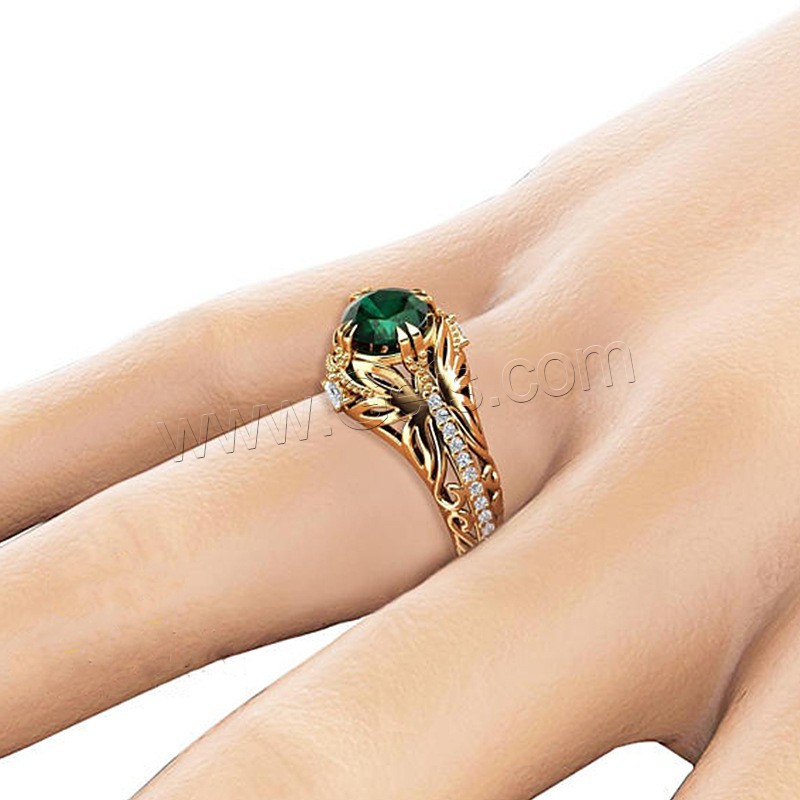 Zirkonia Messing Finger Ring, vergoldet, verschiedene Größen vorhanden & für Frau & mit kubischem Zirkonia, 7mm, verkauft von PC