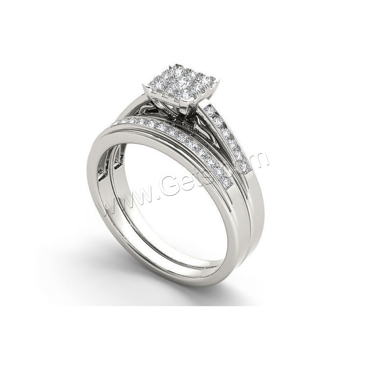 Zinc Alloy Finger Ring, silver color plated, different size for choice & for woman & with cubic zirconia, 6mm, Sold By PC