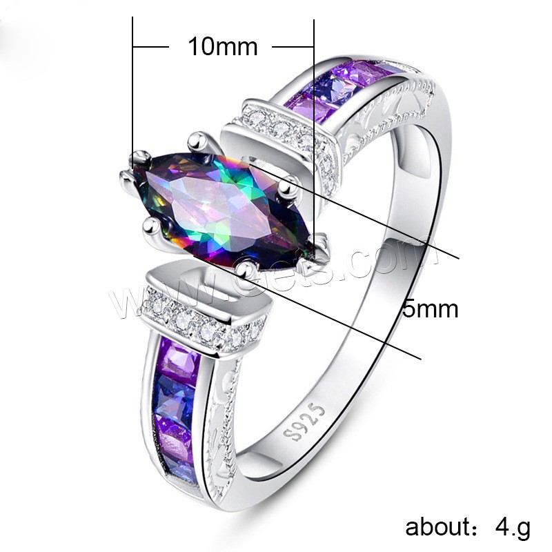 Zirkonia Messing Finger Ring, platiniert, verschiedene Größen vorhanden & für Frau & mit kubischem Zirkonia, 5x10mm, verkauft von PC