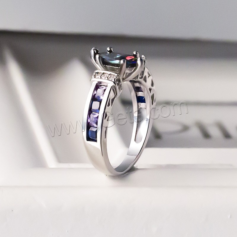 Zirkonia Messing Finger Ring, platiniert, verschiedene Größen vorhanden & für Frau & mit kubischem Zirkonia, 5x10mm, verkauft von PC