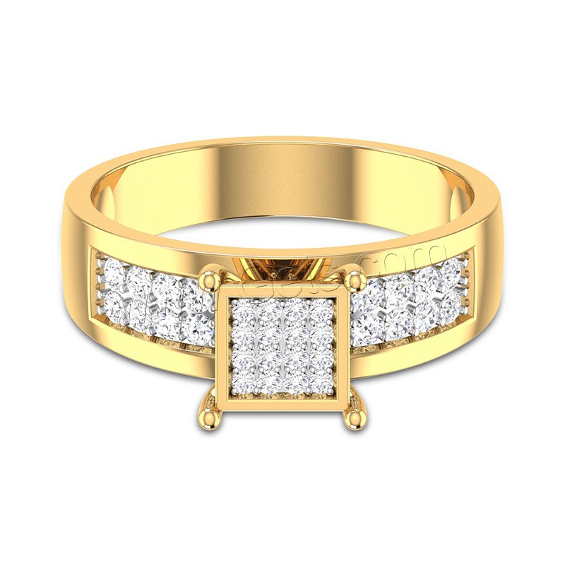 Zircon pavent l'anneau en laiton de doigt, Plaqué d'or, normes différentes pour le choix & pavé de micro zircon & pour femme, Vendu par PC