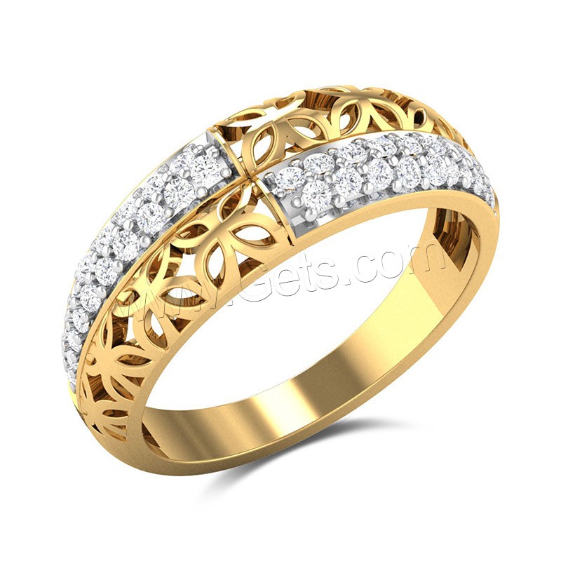 Zircon pavent l'anneau en laiton de doigt, Plaqué d'or, normes différentes pour le choix & pavé de micro zircon & pour femme & creux, Vendu par PC
