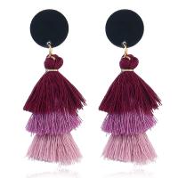 Fashion Tassel Earring, Zinc Alloy, with Nylon Cord & Plastic, gold color plated, for woman 